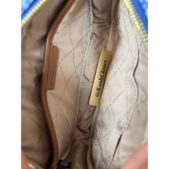 Michael Kors Chain Crossbody Denim Multi Zip Xbody Messenger Signature Blue MK - Picture 8 of 9